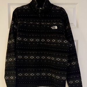 The North Face Black and Gray Patterned Zip Up Sweater